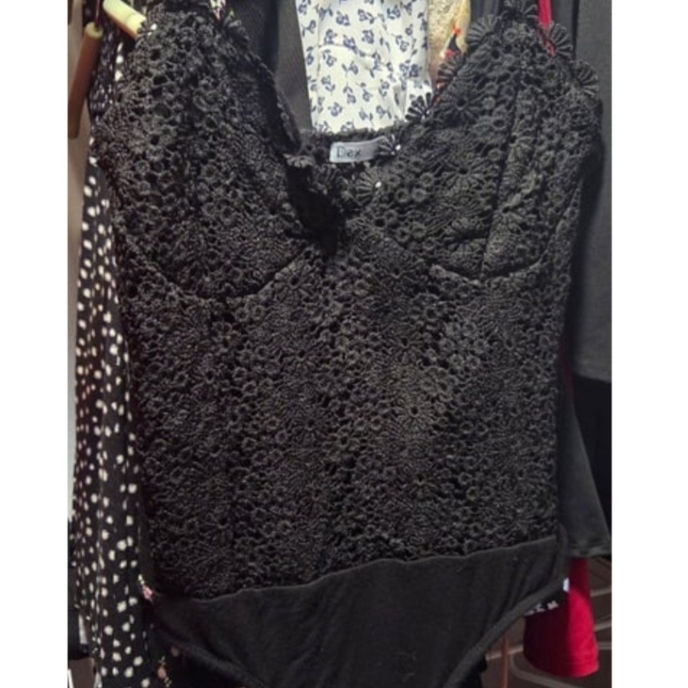 Dex Black Lace Onepiece Top